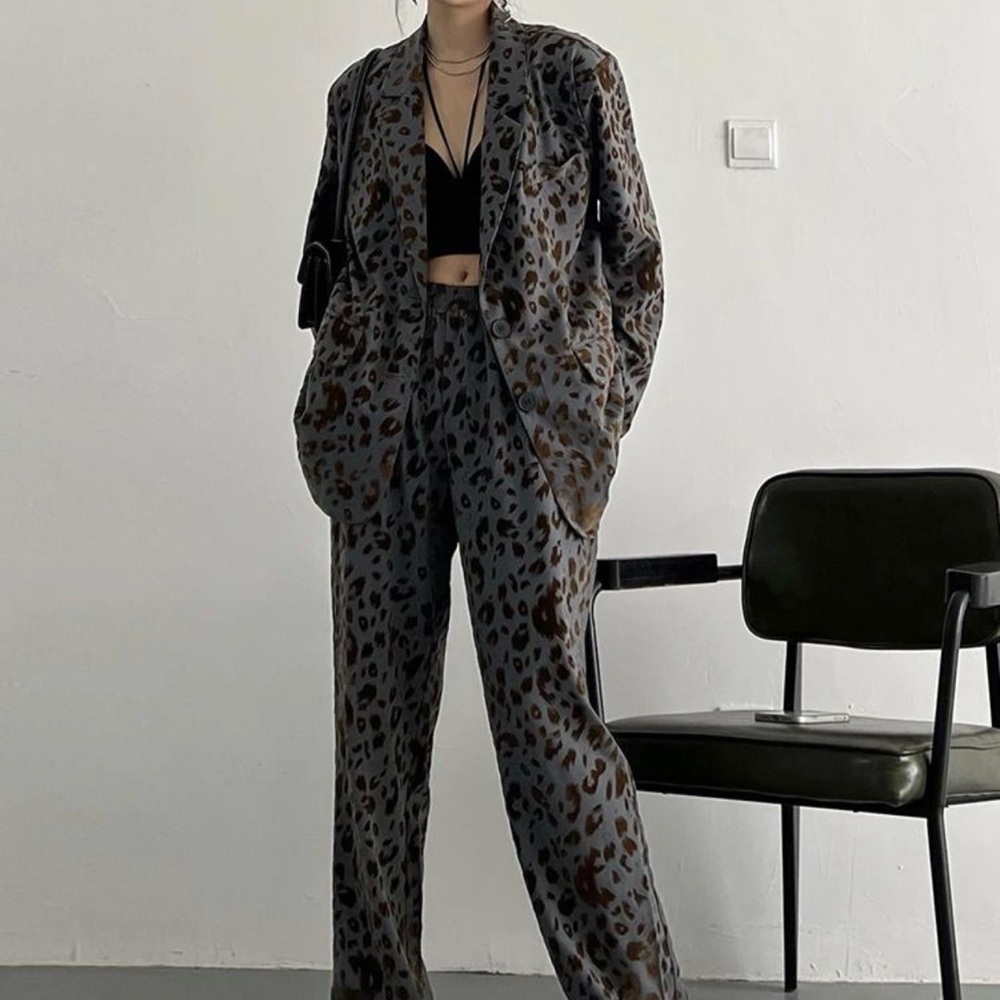 Stylish Leopard Print Women's Pantsuit